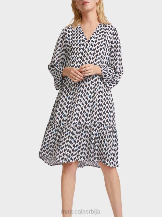 штампана хаљина са воланима Marc Cain D68853 поноћно плава одећу