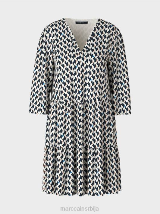 штампана хаљина са воланима Marc Cain D68853 поноћно плава одећу