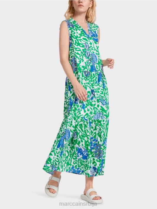 штампана хаљина са воланима Marc Cain D68854 светли лист босиљка одећу