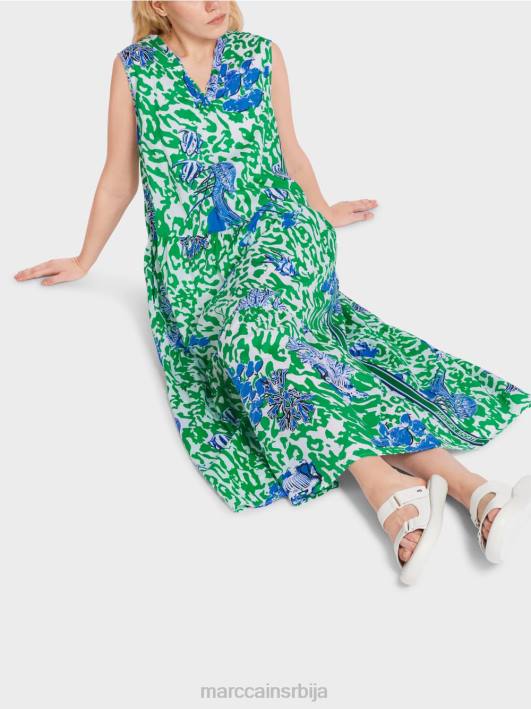 штампана хаљина са воланима Marc Cain D68854 светли лист босиљка одећу