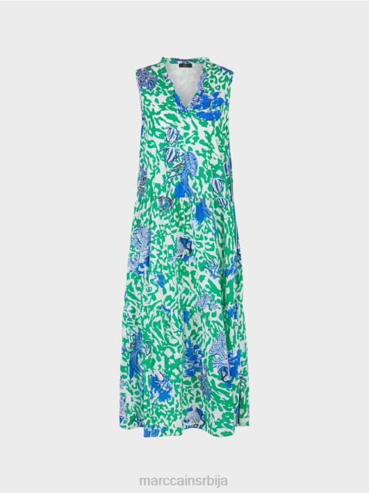 штампана хаљина са воланима Marc Cain D68854 светли лист босиљка одећу