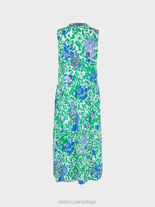 штампана хаљина са воланима Marc Cain D68854 светли лист босиљка одећу