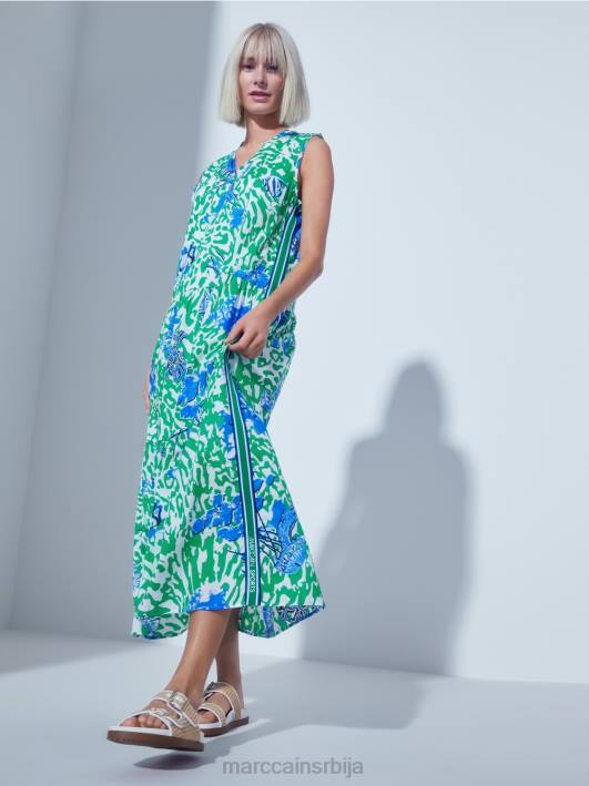штампана хаљина са воланима Marc Cain D68854 светли лист босиљка одећу