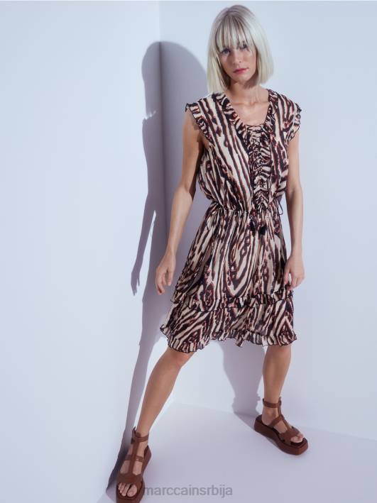 кратка хаљина од вискозног крепа Marc Cain D68859 Бордо одећу