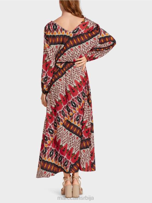 дуга хаљина са принтом по целом крају Marc Cain D68864 Бордо одећу