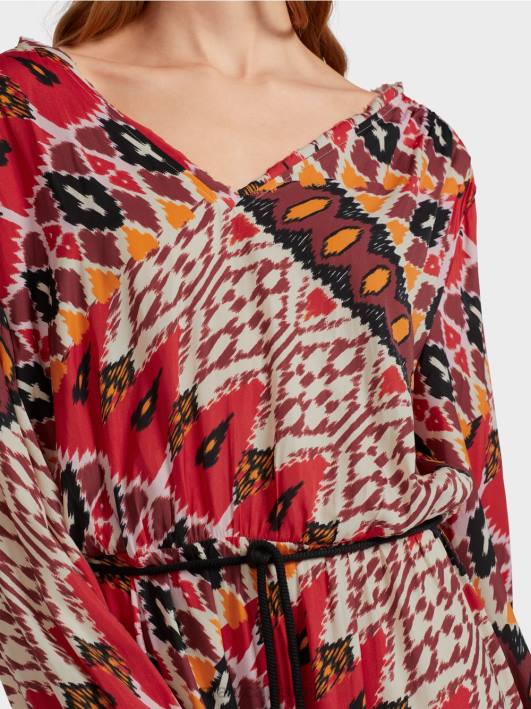 дуга хаљина са принтом по целом крају Marc Cain D68864 Бордо одећу