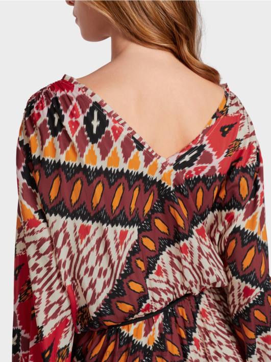 дуга хаљина са принтом по целом крају Marc Cain D68864 Бордо одећу