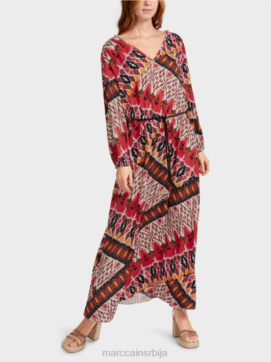 дуга хаљина са принтом по целом крају Marc Cain D68864 Бордо одећу