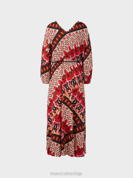 дуга хаљина са принтом по целом крају Marc Cain D68864 Бордо одећу