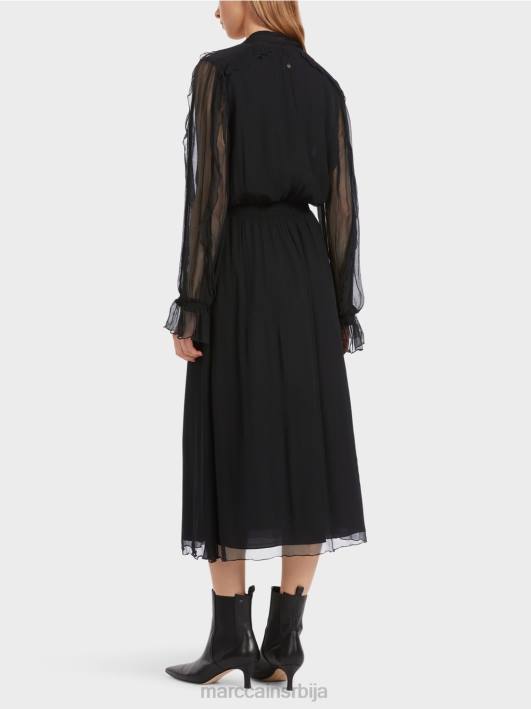 разиграна хаљина од набораног шифона Marc Cain D6886 црн одећу