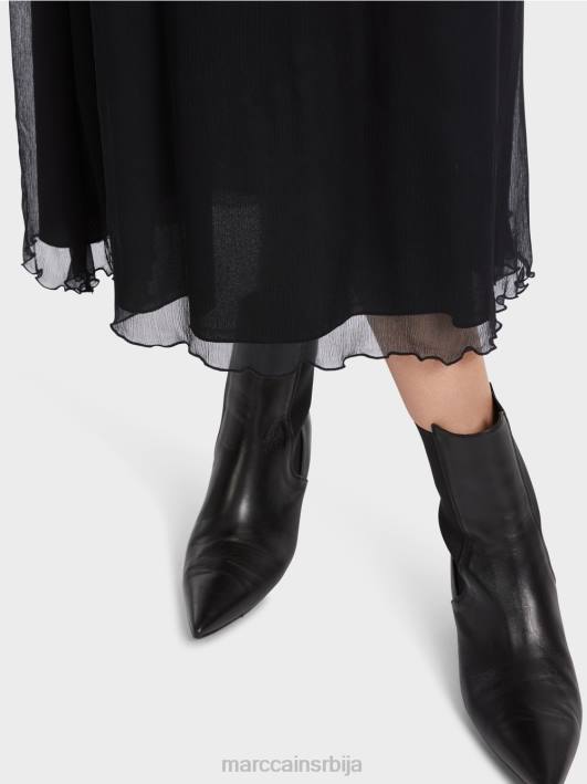 разиграна хаљина од набораног шифона Marc Cain D6886 црн одећу