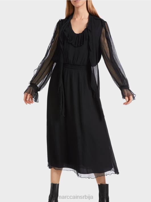 разиграна хаљина од набораног шифона Marc Cain D6886 црн одећу