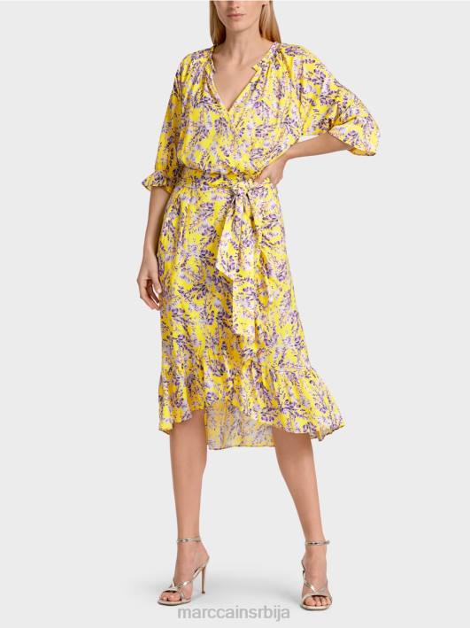 штампана хаљина са ефектом премотавања Marc Cain D68875 лимун зелена одећу