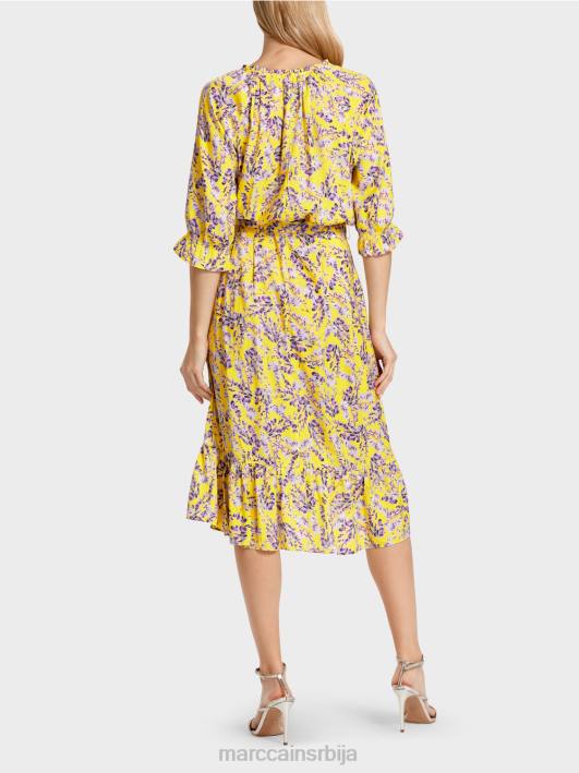 штампана хаљина са ефектом премотавања Marc Cain D68875 лимун зелена одећу