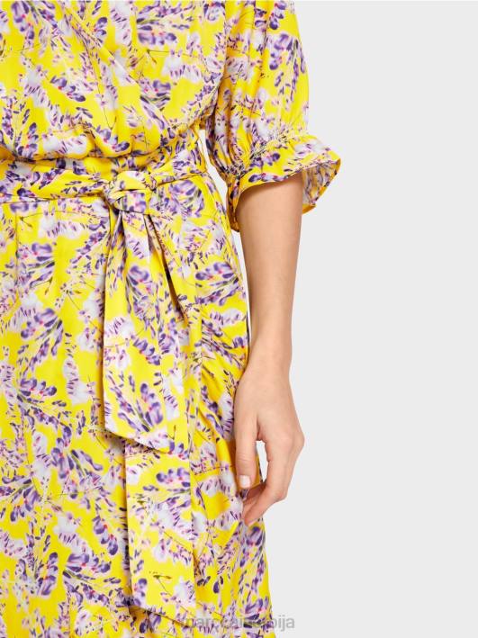 штампана хаљина са ефектом премотавања Marc Cain D68875 лимун зелена одећу