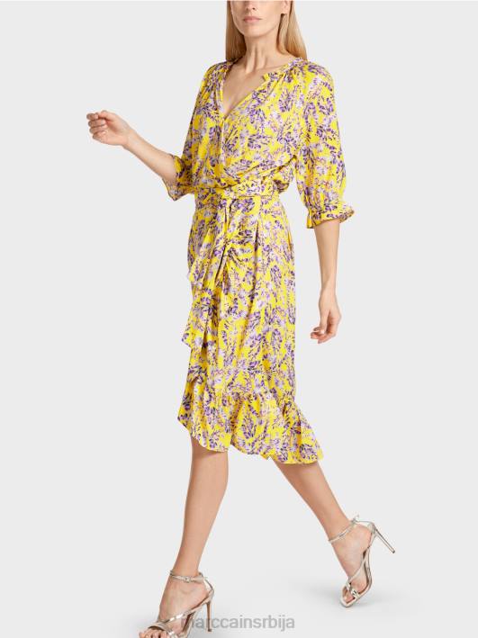 штампана хаљина са ефектом премотавања Marc Cain D68875 лимун зелена одећу