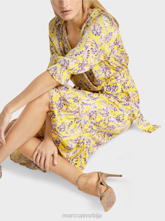 штампана хаљина са ефектом премотавања Marc Cain D68875 лимун зелена одећу