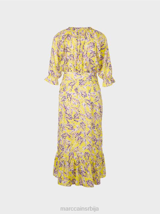 штампана хаљина са ефектом премотавања Marc Cain D68875 лимун зелена одећу