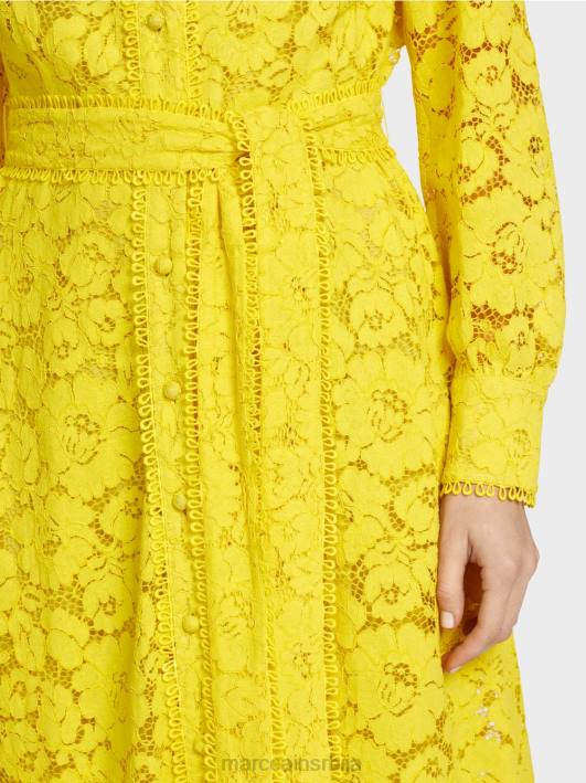 дуга хаљина од чипке Marc Cain D68883 лимун зелена одећу