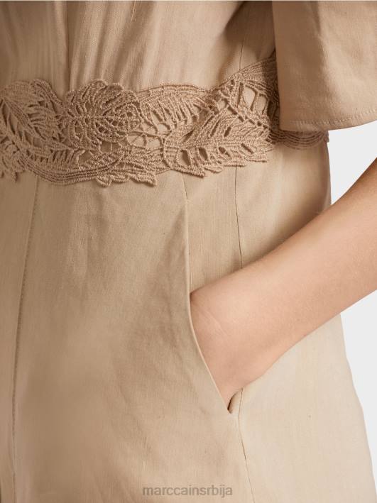 уклопљена ланена хаљина Marc Cain D68884 дубок песак одећу