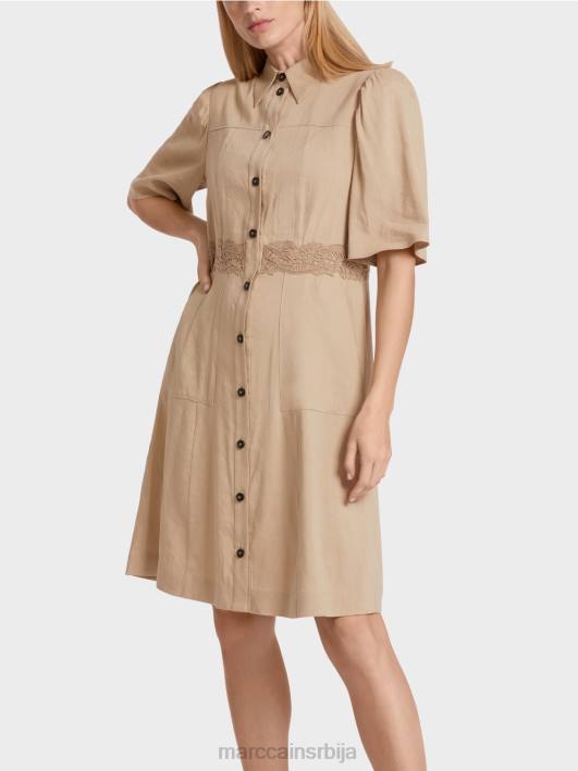 уклопљена ланена хаљина Marc Cain D68884 дубок песак одећу