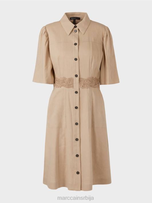 уклопљена ланена хаљина Marc Cain D68884 дубок песак одећу