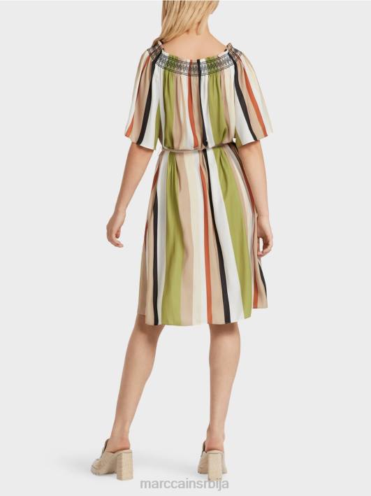 раглан хаљина са вертикалним пругама Marc Cain D68887 дубоко маслинасто зелено одећу