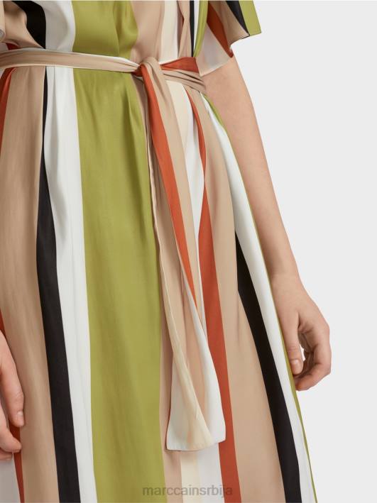 раглан хаљина са вертикалним пругама Marc Cain D68887 дубоко маслинасто зелено одећу