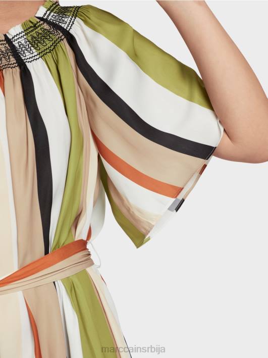 раглан хаљина са вертикалним пругама Marc Cain D68887 дубоко маслинасто зелено одећу