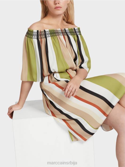 раглан хаљина са вертикалним пругама Marc Cain D68887 дубоко маслинасто зелено одећу