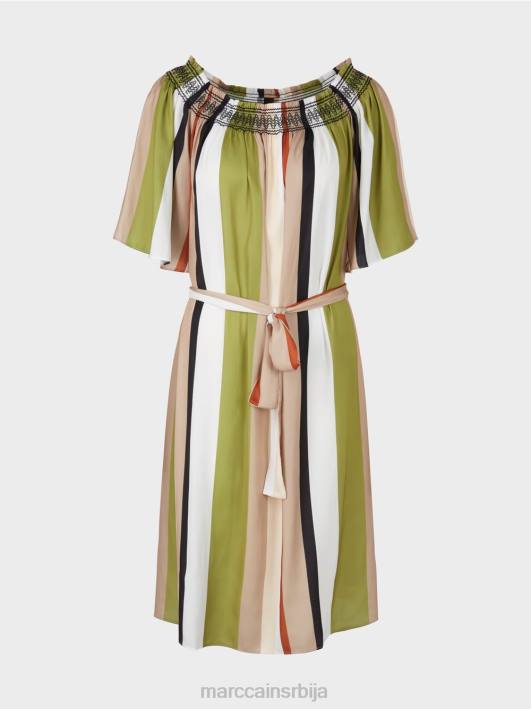раглан хаљина са вертикалним пругама Marc Cain D68887 дубоко маслинасто зелено одећу