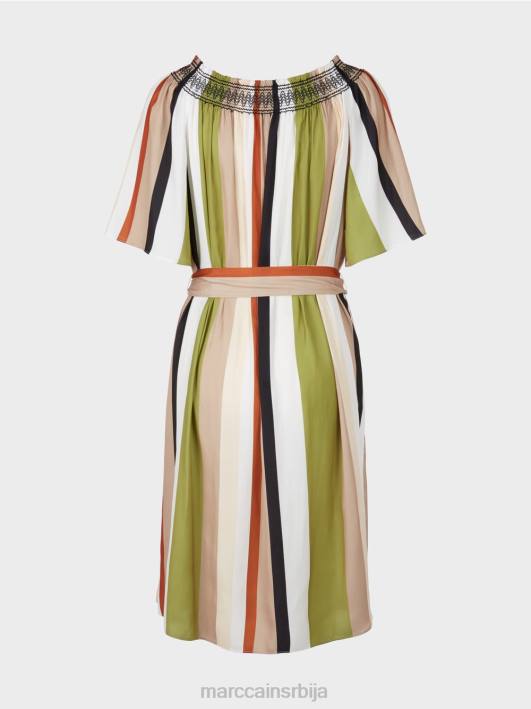 раглан хаљина са вертикалним пругама Marc Cain D68887 дубоко маслинасто зелено одећу