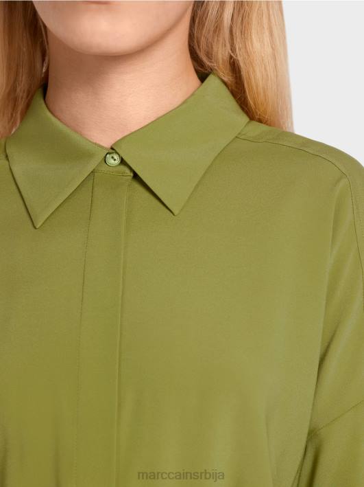 кошуља хаљина од свиле Marc Cain D68890 дубоко маслинасто зелено одећу
