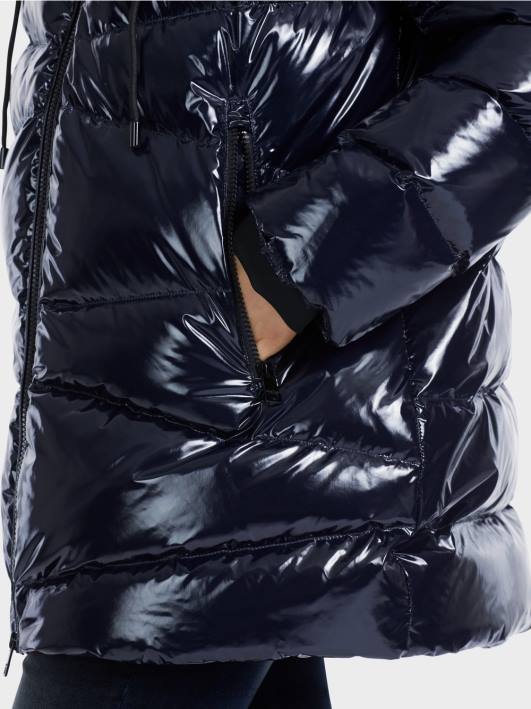 прошивена јакна на отвореном са капуљачом Marc Cain D688223 поноћно плава одећу