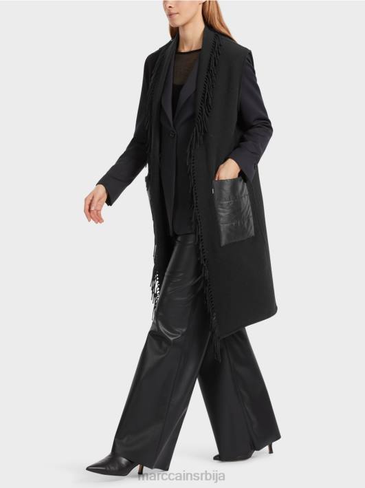 дугачак прслук са ресама Marc Cain D688226 црн одећу