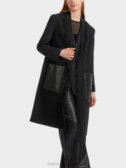 дугачак прслук са ресама Marc Cain D688226 црн одећу