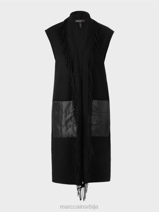 дугачак прслук са ресама Marc Cain D688226 црн одећу