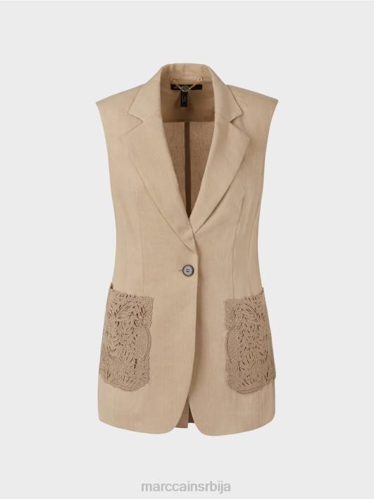 ланени блејзер без рукава Marc Cain D688273 дубок песак одећу