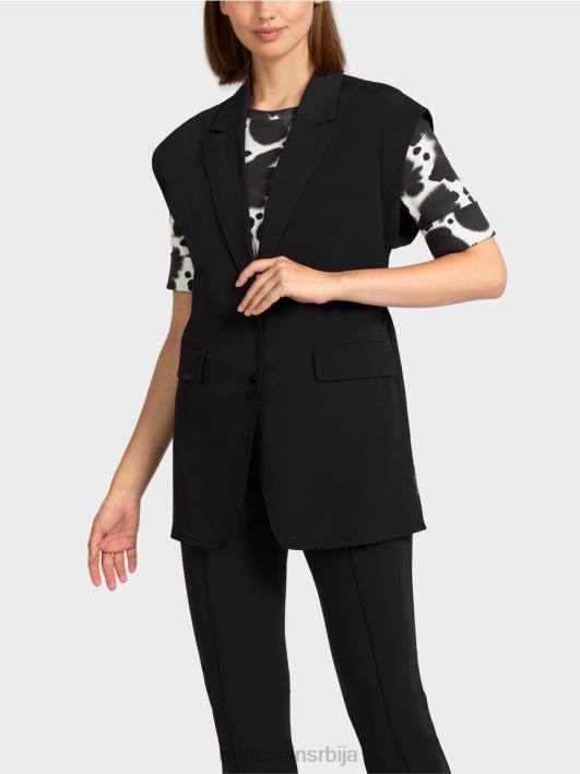 прслук са ревером и везицом Marc Cain D688282 црн одећу