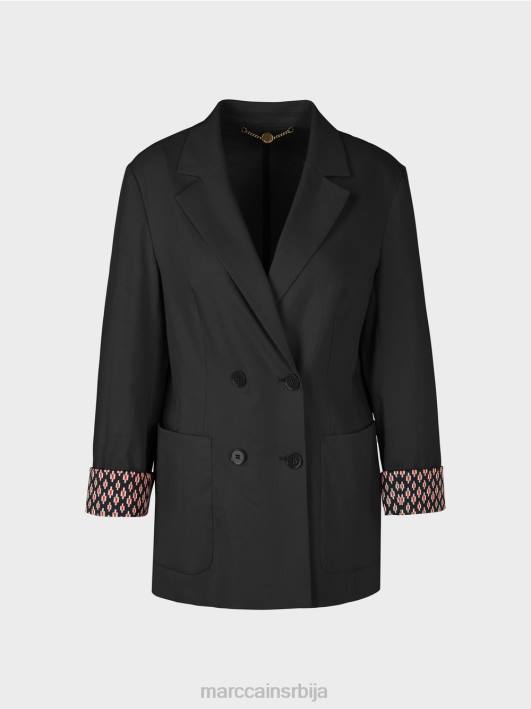 платнена јакна са дуплим копчањем Marc Cain D688182 црн одећу