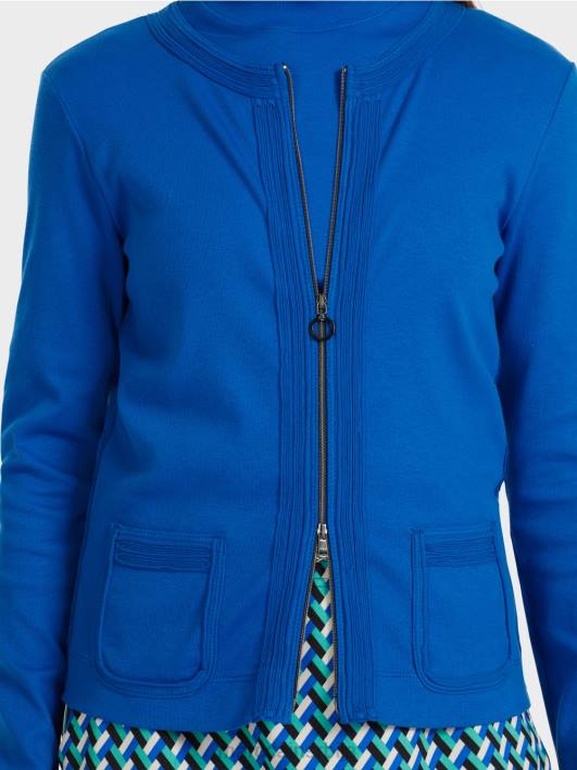 јакна са рајсфершлусом са округлим вратом Marc Cain D688308 светло краљевско плаво одећу