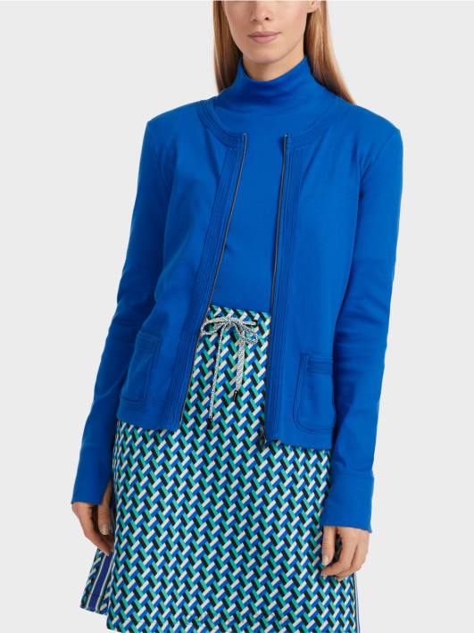 јакна са рајсфершлусом са округлим вратом Marc Cain D688308 светло краљевско плаво одећу