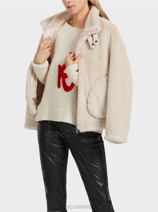 јакна од забавног крзна Marc Cain D688316 бадемово млеко одећу