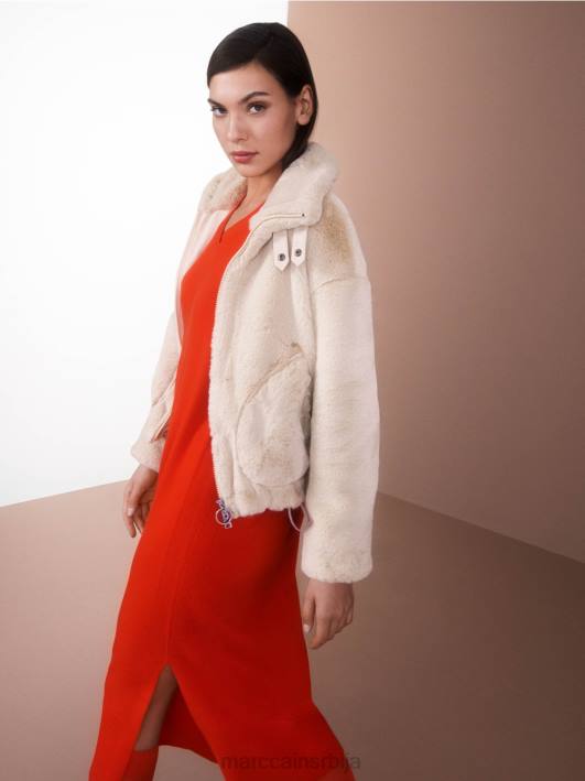 јакна од забавног крзна Marc Cain D688316 бадемово млеко одећу