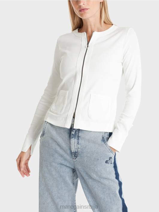 јакна са рајсфершлусом са округлим вратом Marc Cain D688332 прљаво бело одећу
