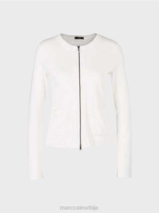 јакна са рајсфершлусом са округлим вратом Marc Cain D688332 прљаво бело одећу