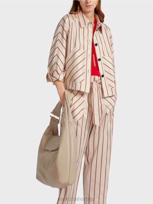 пругаста јакна од лиоцела Marc Cain D688353 Бордо одећу