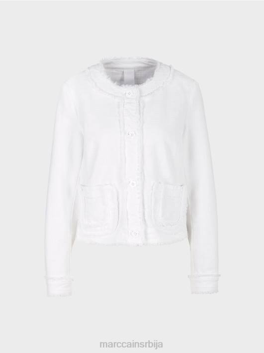 јакна са ресама са цветним дугмадима Marc Cain D688371 бео одећу
