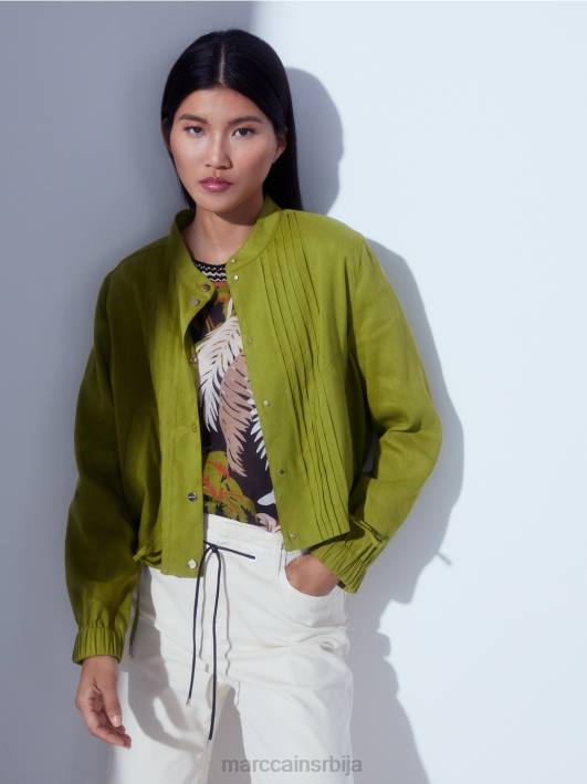 ланена јакна са стојећом крагном Marc Cain D688383 дубоко маслинасто зелено одећу