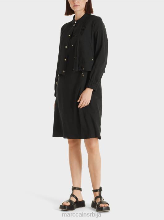 ланена јакна са стојећом крагном Marc Cain D688386 црн одећу